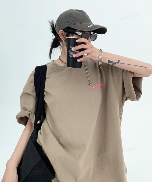 Dalfwin(ダールフィン)の「韓国ファッション Better発泡ロゴバックプリント半袖Tシャツ(Tシャツ/カットソー・レディース・ブラック/ブラウン・FREE)」の13枚目の写真