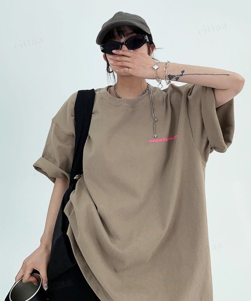 Dalfwin(ダールフィン)の「韓国ファッション Better発泡ロゴバックプリント半袖Tシャツ(Tシャツ/カットソー・レディース・ブラック/ブラウン・FREE)」の14枚目の写真