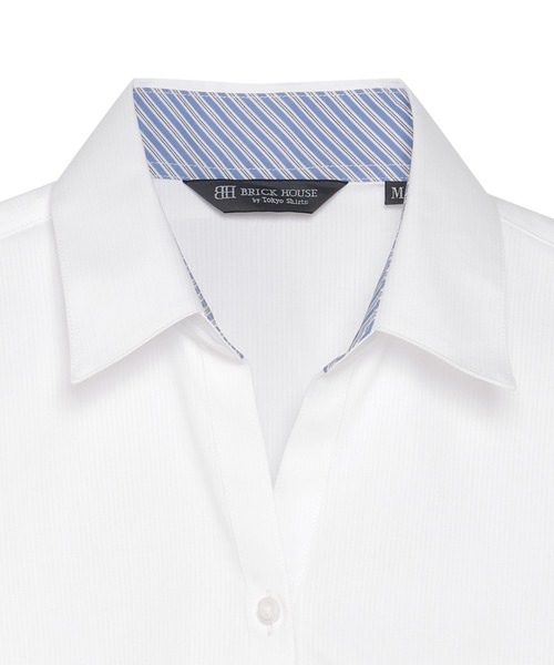 TOKYO SHIRTS(トウキョウシャツ)の「【透け防止】 形態安定ノンアイロン スキッパー 7分袖ビジネスワイシャツ(ビジネスシャツ・レディース・ホワイト・XS/S/M/L/LL/XL)」の3枚目の写真