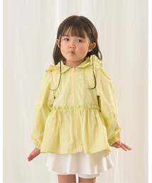 petit main（プティマイン）の「【太陽から守る】【UV加工】チュニック丈フリルシアージップパーカ（ブルゾン）」