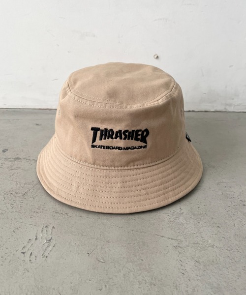 THRASHER（スラッシャー）の「THRASHER MAGAZINE ロゴ刺繍 キッズ ベーシックバケットハット（ハット・キッズ・ベージュ/ブルー/ブラック・54cm）」の2枚目の写真