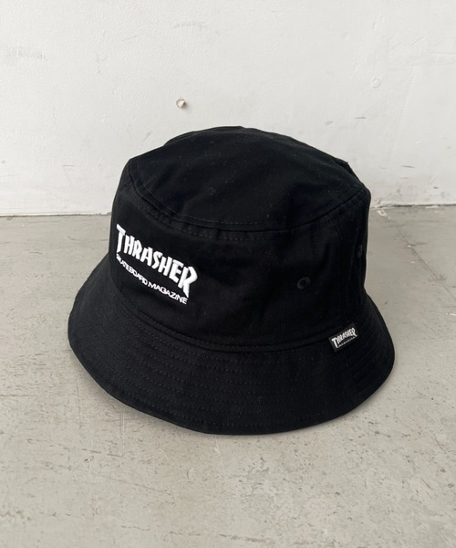 THRASHER（スラッシャー）の「THRASHER MAGAZINE ロゴ刺繍 キッズ ベーシックバケットハット（ハット・キッズ・ベージュ/ブルー/ブラック・54cm）」の12枚目の写真