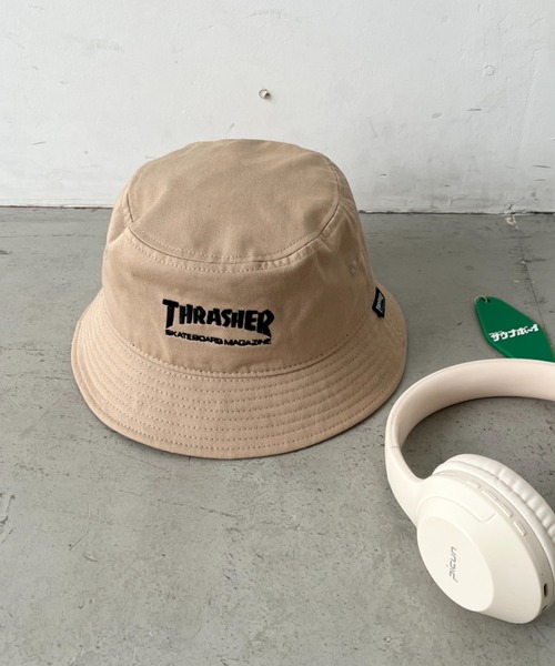 THRASHER（スラッシャー）の「THRASHER MAGAZINE ロゴ刺繍 キッズ ベーシックバケットハット（ハット・キッズ・ベージュ/ブルー/ブラック・54cm）」の22枚目の写真