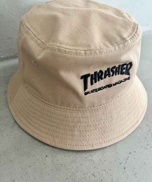 THRASHER（スラッシャー）の「THRASHER MAGAZINE ロゴ刺繍 キッズ ベーシックバケットハット（ハット・キッズ・ベージュ/ブルー/ブラック・54cm）」の10枚目の写真