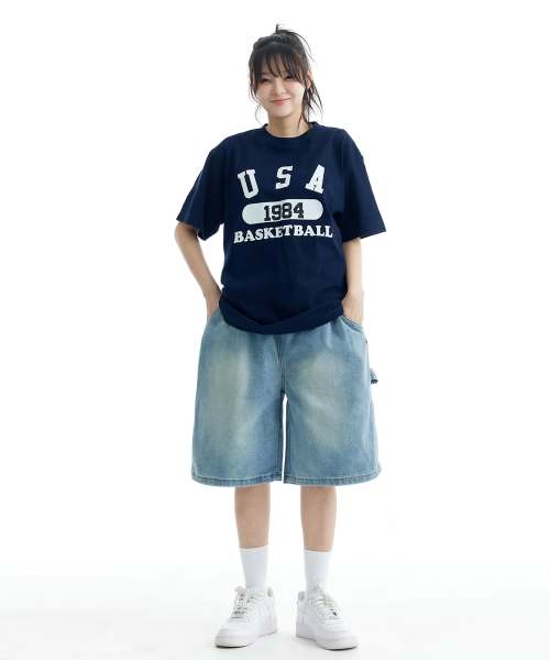 CREAM SODA LAB(クリームソーダラボ)の「バミューダカーペンターハーフデニムパンツバンディングミドルブルー(その他パンツ・レディース・その他・1/2)」の6枚目の写真