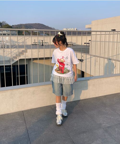 CREAM SODA LAB(クリームソーダラボ)の「バミューダカーペンターハーフデニムパンツバンディングミドルブルー(その他パンツ・レディース・その他・1/2)」の19枚目の写真