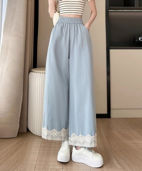 Ritzy(リッツィー)の「裾レースデザイン ワイドパンツ(その他パンツ・レディース・ピンク/ブラック/ブルー・L/M)」の2枚目の写真