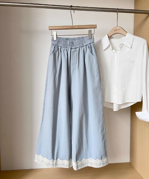 Ritzy(リッツィー)の「裾レースデザイン ワイドパンツ(その他パンツ・レディース・ピンク/ブラック/ブルー・L/M)」の4枚目の写真