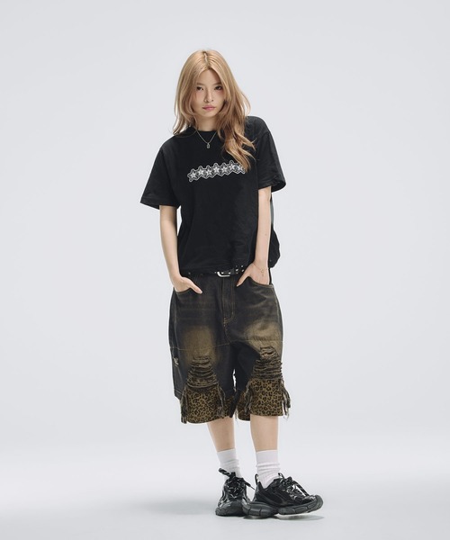 MSG(エムエスジー)の「Buyer's Select/ ドッキングダメージワイドハーフデニム(デニムパンツ・メンズ・ブラック系1/ブラック/ネイビー・L/M)」の11枚目の写真