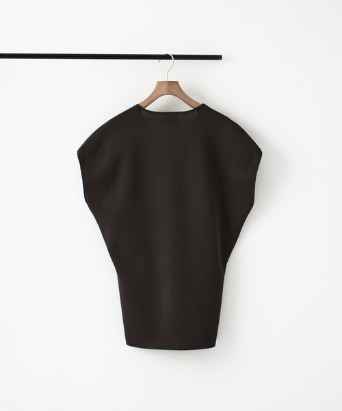 WRAPINKNOT（ラッピンノット）の「[WRAPINKNOT/ラッピンノット]Dry Milano-rib Knit Vest（ベスト・レディース・アイボリー/ダークブラウン・FREE）」の4枚目の写真