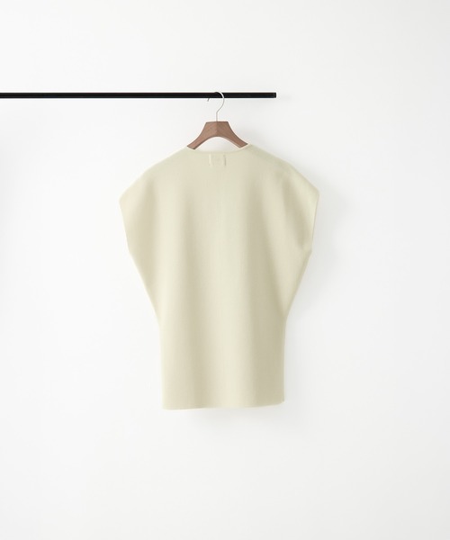 WRAPINKNOT（ラッピンノット）の「[WRAPINKNOT/ラッピンノット]Dry Milano-rib Knit Vest（ベスト・レディース・アイボリー/ダークブラウン・FREE）」の3枚目の写真