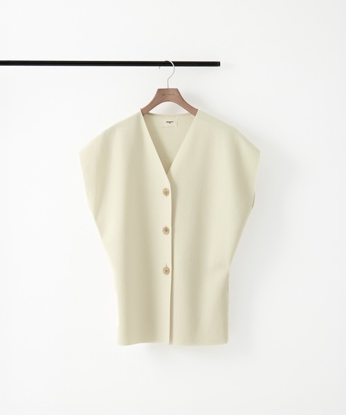 WRAPINKNOT（ラッピンノット）の「[WRAPINKNOT/ラッピンノット]Dry Milano-rib Knit Vest（ベスト・レディース・アイボリー/ダークブラウン・FREE）」の11枚目の写真