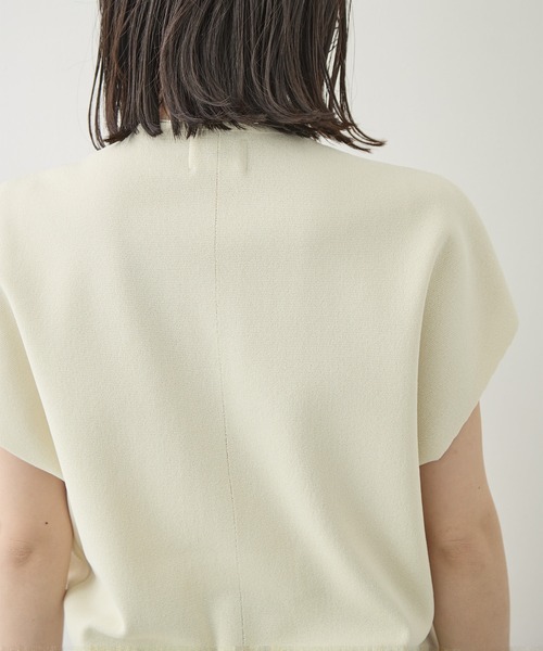 WRAPINKNOT（ラッピンノット）の「[WRAPINKNOT/ラッピンノット]Dry Milano-rib Knit Vest（ベスト・レディース・アイボリー/ダークブラウン・FREE）」の5枚目の写真