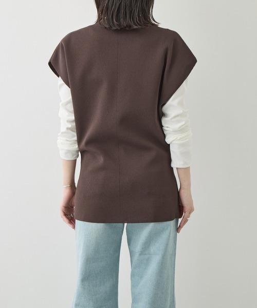 WRAPINKNOT（ラッピンノット）の「[WRAPINKNOT/ラッピンノット]Dry Milano-rib Knit Vest（ベスト・レディース・アイボリー/ダークブラウン・FREE）」の15枚目の写真