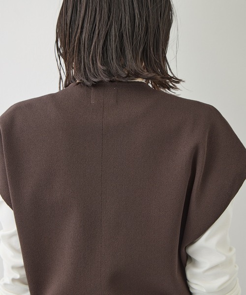 WRAPINKNOT（ラッピンノット）の「[WRAPINKNOT/ラッピンノット]Dry Milano-rib Knit Vest（ベスト・レディース・アイボリー/ダークブラウン・FREE）」の16枚目の写真