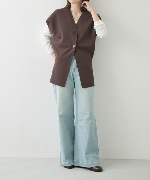 WRAPINKNOT（ラッピンノット）の「[WRAPINKNOT/ラッピンノット]Dry Milano-rib Knit Vest（ベスト・レディース・アイボリー/ダークブラウン・FREE）」の20枚目の写真