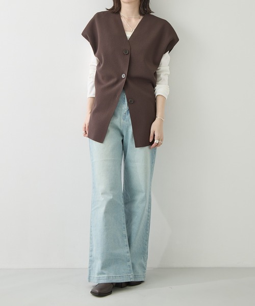 WRAPINKNOT（ラッピンノット）の「[WRAPINKNOT/ラッピンノット]Dry Milano-rib Knit Vest（ベスト・レディース・アイボリー/ダークブラウン・FREE）」の21枚目の写真