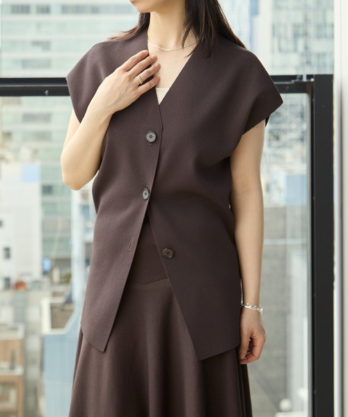WRAPINKNOT（ラッピンノット）の「[WRAPINKNOT/ラッピンノット]Dry Milano-rib Knit Vest（ベスト・レディース・アイボリー/ダークブラウン・FREE）」の22枚目の写真
