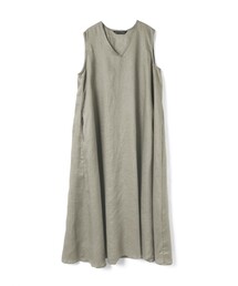 mizuiro ind リネンVネックフレアワンピース
