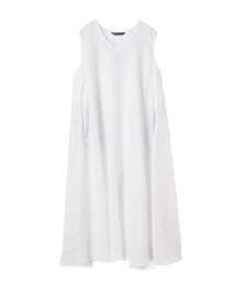 mizuiro ind リネンVネックフレアワンピース