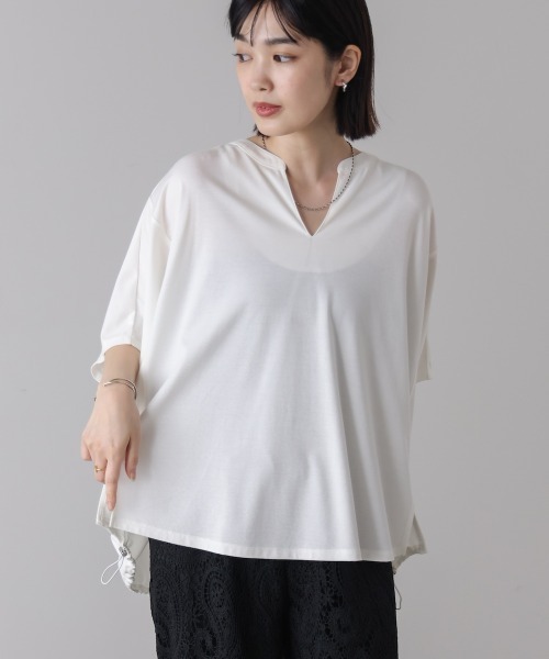 Bou Jeloud(ブージュルード)の「クリアクールスキッパープルオーバー(Tシャツ/カットソー・レディース・オレンジ/ブルー/オフホワイト/ブラック/ブラウン・FREE)」の9枚目の写真