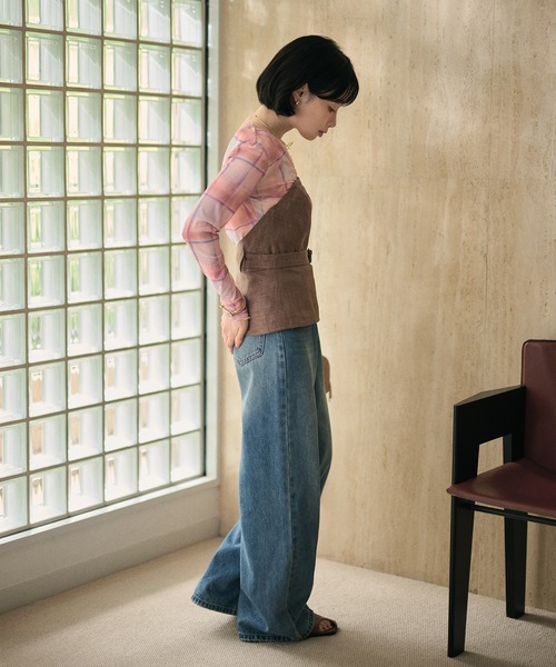 LAULEN（ローレン）の「gradation check sheer tops /グラデーションチェックシアーVネックトップス（Tシャツ/カットソー・レディース・ピンク/ブルー・FREE）」の21枚目の写真
