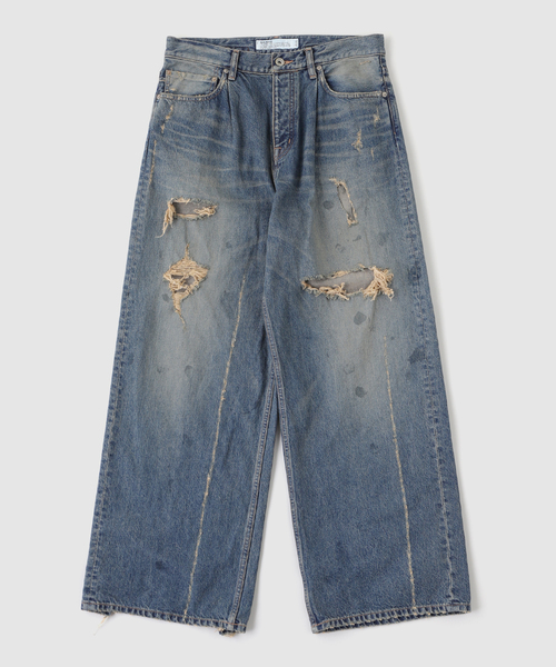 DAIRIKU(ダイリク)の「DAIRIKU / ダイリク "80Year" Damage Wide Denim Pants(デニムパンツ・メンズ・ブルー系その他・SMALL/MEDIUM)」の1枚目の写真
