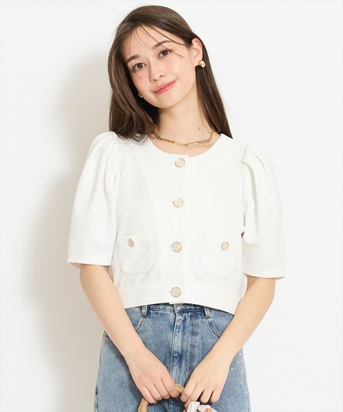 WILLSELECTION（ウィルセレクション）の「ノーカラーポンチジャケット（ノーカラージャケット・レディース・ブラック/アイボリー/オフホワイト・FREE）」の4枚目の写真