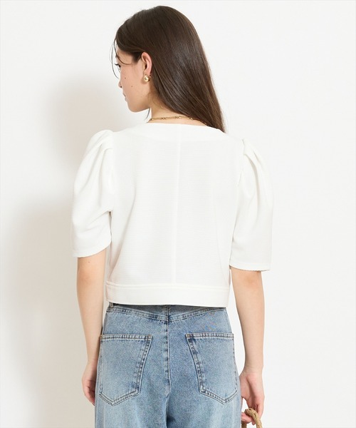 WILLSELECTION（ウィルセレクション）の「ノーカラーポンチジャケット（ノーカラージャケット・レディース・ブラック/アイボリー/オフホワイト・FREE）」の7枚目の写真