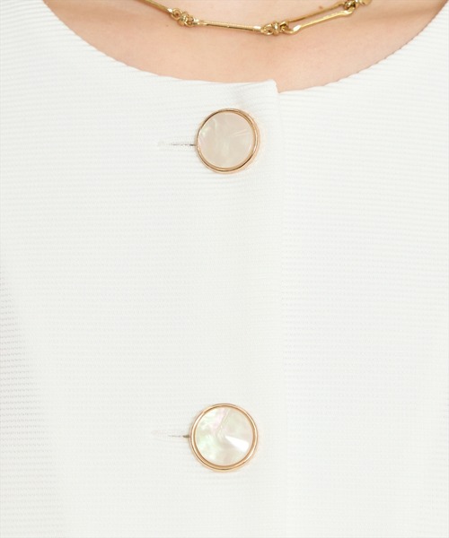 WILLSELECTION（ウィルセレクション）の「ノーカラーポンチジャケット（ノーカラージャケット・レディース・ブラック/アイボリー/オフホワイト・FREE）」の9枚目の写真