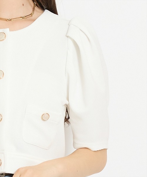 WILLSELECTION（ウィルセレクション）の「ノーカラーポンチジャケット（ノーカラージャケット・レディース・ブラック/アイボリー/オフホワイト・FREE）」の11枚目の写真