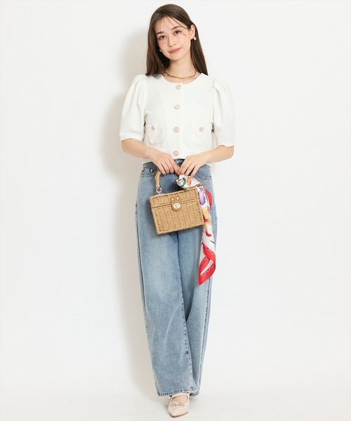 WILLSELECTION（ウィルセレクション）の「ノーカラーポンチジャケット（ノーカラージャケット・レディース・ブラック/アイボリー/オフホワイト・FREE）」の13枚目の写真