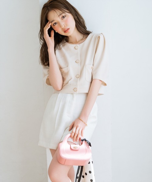 WILLSELECTION（ウィルセレクション）の「ノーカラーポンチジャケット（ノーカラージャケット・レディース・ブラック/アイボリー/オフホワイト・FREE）」の17枚目の写真