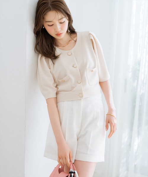 WILLSELECTION（ウィルセレクション）の「ノーカラーポンチジャケット（ノーカラージャケット・レディース・ブラック/アイボリー/オフホワイト・FREE）」の18枚目の写真