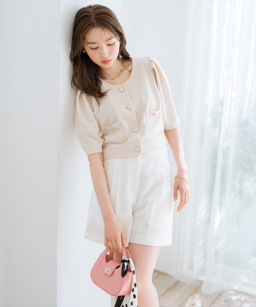 WILLSELECTION（ウィルセレクション）の「ノーカラーポンチジャケット（ノーカラージャケット・レディース・ブラック/アイボリー/オフホワイト・FREE）」の22枚目の写真