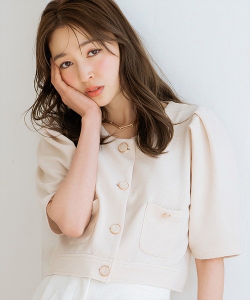 WILLSELECTION（ウィルセレクション）の「ノーカラーポンチジャケット（ノーカラージャケット・レディース・ブラック/アイボリー/オフホワイト・FREE）」の16枚目の写真