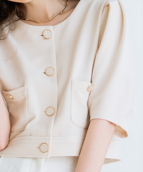 WILLSELECTION（ウィルセレクション）の「ノーカラーポンチジャケット（ノーカラージャケット・レディース・ブラック/アイボリー/オフホワイト・FREE）」の19枚目の写真