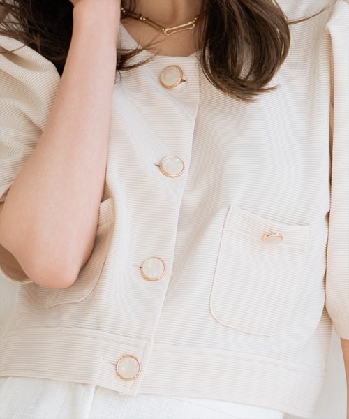 WILLSELECTION（ウィルセレクション）の「ノーカラーポンチジャケット（ノーカラージャケット・レディース・ブラック/アイボリー/オフホワイト・FREE）」の20枚目の写真