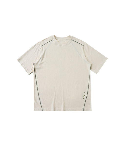 BUTTON SEOUL(ボタンソウル)の「カラー スティッチ シンボリック ショートスリーブ (3 COLOR)(Tシャツ/カットソー・メンズ・アイボリー/カーキ/ブラウン・MEDIUM/LARGE/X-LARGE)」の1枚目の写真