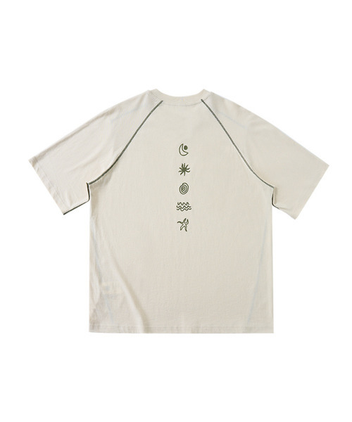 BUTTON SEOUL(ボタンソウル)の「カラー スティッチ シンボリック ショートスリーブ (3 COLOR)(Tシャツ/カットソー・メンズ・アイボリー/カーキ/ブラウン・MEDIUM/LARGE/X-LARGE)」の6枚目の写真