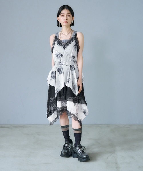 HARE(ハレ)の「シアーガラティアードミニワンピース(HARE)(ワンピース・レディース・ブラック/ネイビー/ホワイト・FREE)」の4枚目の写真