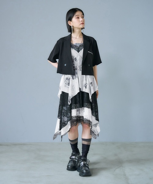 HARE(ハレ)の「シアーガラティアードミニワンピース(HARE)(ワンピース・レディース・ブラック/ネイビー/ホワイト・FREE)」の7枚目の写真