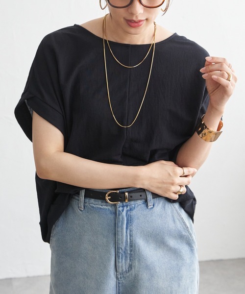 ikka(イッカ)の「【接触冷感】鹿の子センターシームタックプルオーバー(Tシャツ/カットソー・レディース・ライトブルー/ベージュ/ネイビー/マスタード/オリーブ/ブラウン系その他・M/L/S)」の5枚目の写真
