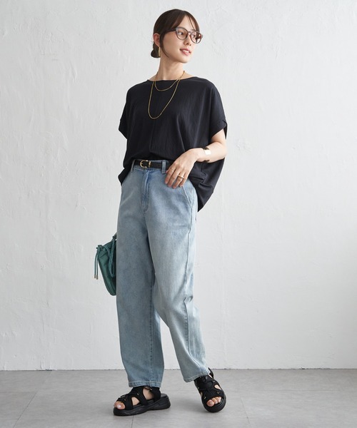 ikka(イッカ)の「【接触冷感】鹿の子センターシームタックプルオーバー(Tシャツ/カットソー・レディース・ライトブルー/ベージュ/ネイビー/マスタード/オリーブ/ブラウン系その他・M/L/S)」の22枚目の写真