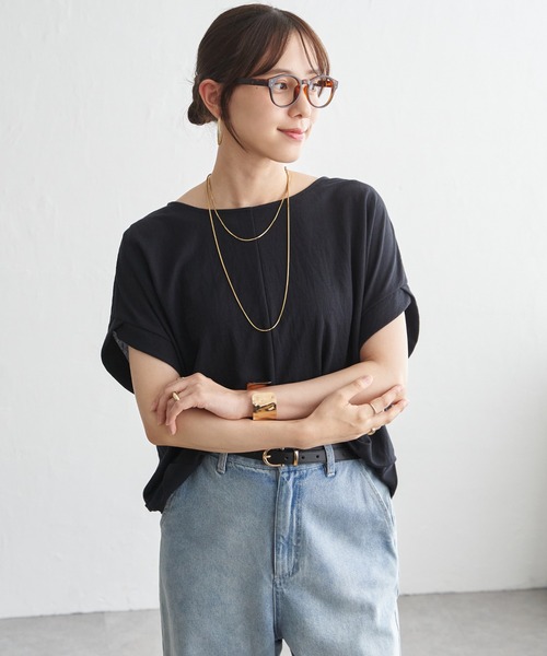 ikka(イッカ)の「【接触冷感】鹿の子センターシームタックプルオーバー(Tシャツ/カットソー・レディース・ライトブルー/ベージュ/ネイビー/マスタード/オリーブ/ブラウン系その他・M/L/S)」の13枚目の写真