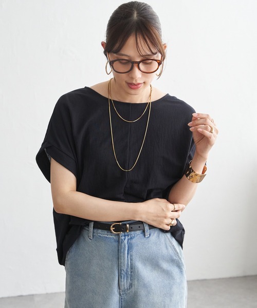 ikka(イッカ)の「【接触冷感】鹿の子センターシームタックプルオーバー(Tシャツ/カットソー・レディース・ライトブルー/ベージュ/ネイビー/マスタード/オリーブ/ブラウン系その他・M/L/S)」の14枚目の写真