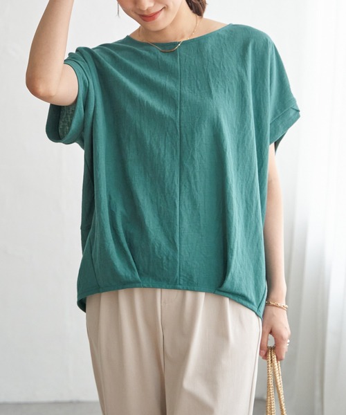 ikka(イッカ)の「【接触冷感】鹿の子センターシームタックプルオーバー(Tシャツ/カットソー・レディース・ライトブルー/ベージュ/ネイビー/マスタード/オリーブ/ブラウン系その他・M/L/S)」の19枚目の写真