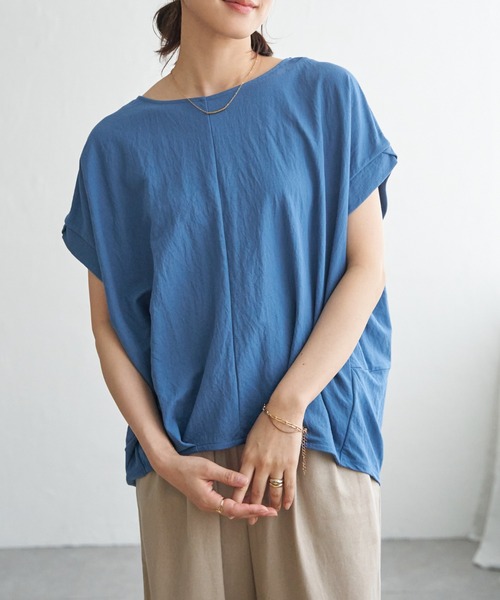 ikka(イッカ)の「【接触冷感】鹿の子センターシームタックプルオーバー(Tシャツ/カットソー・レディース・ライトブルー/ベージュ/ネイビー/マスタード/オリーブ/ブラウン系その他・M/L/S)」の21枚目の写真