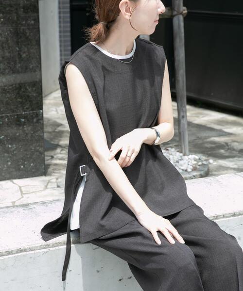 ITEMS URBANRESEARCH(アイテムズ アーバンリサーチ)の「ベスト×ワイドパンツセット(セットアップ・レディース・カーキ/チャコールグレー/ベージュ・FREE)」の18枚目の写真