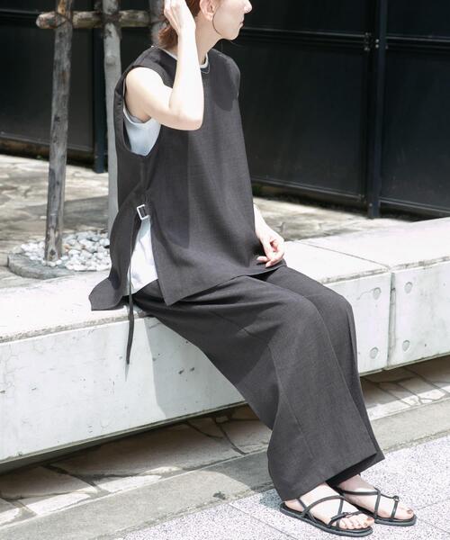 ITEMS URBANRESEARCH(アイテムズ アーバンリサーチ)の「ベスト×ワイドパンツセット(セットアップ・レディース・カーキ/チャコールグレー/ベージュ・FREE)」の19枚目の写真